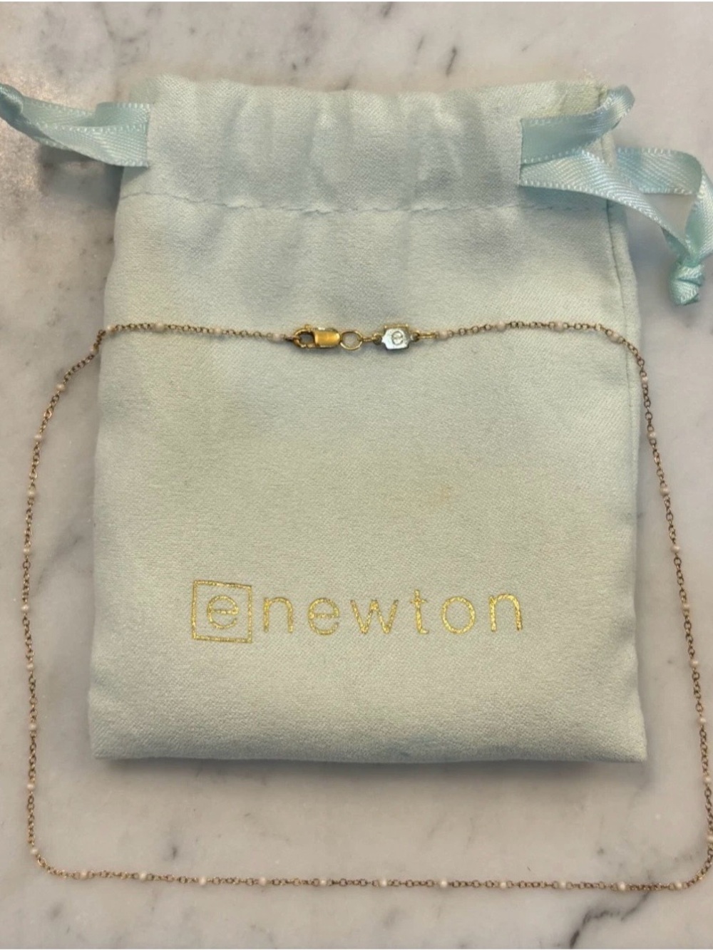 eNewton Gold Fine Station Choker Chain Necklace